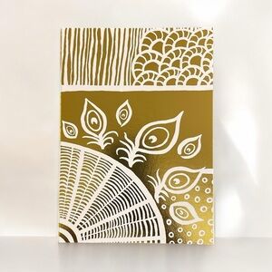 Gold Fan With Peacock Feather Print 5x7